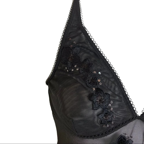 LaSenza  Black Baby Doll Lingerie Size Small Floral - Picture 2 of 12